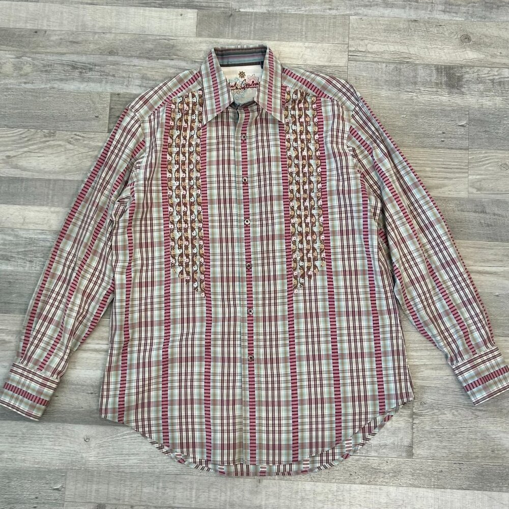 Robert Graham Men's Plaid Floral Long Sleeve Button Down Size Medium N43